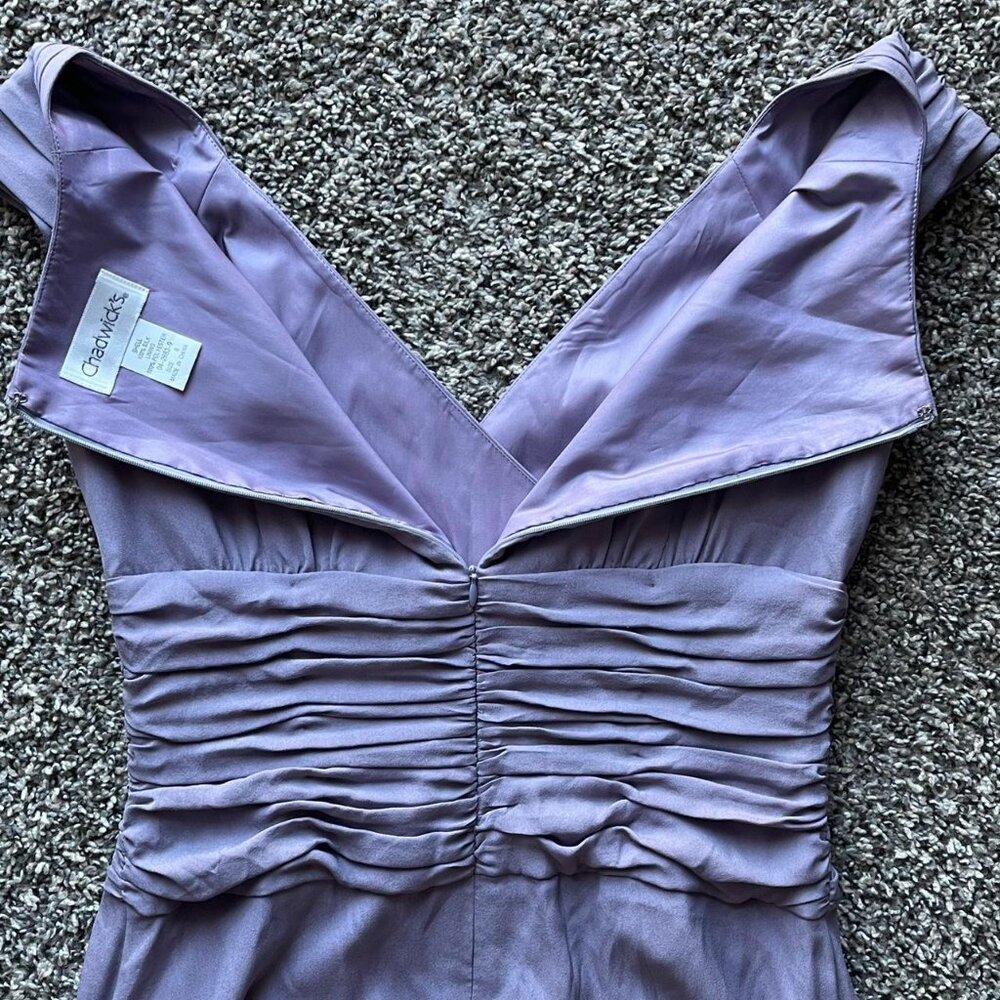 Vintage Lavender Purple Chadwicks 100% Silk 8 Maxi Prom Dress Eveningwear Formal - Picture 5 of 8